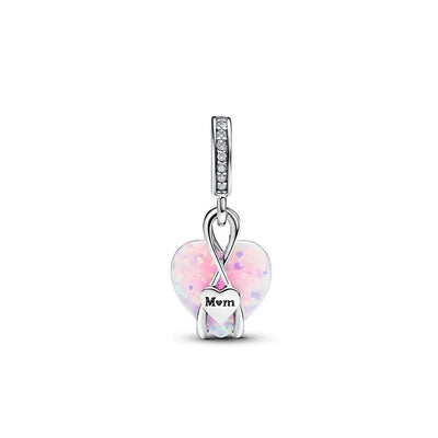Charm Donna Pandora Pendente Cuore di Mamma Rosa Opalescente - 793202C01 - Gioielleria De Patto