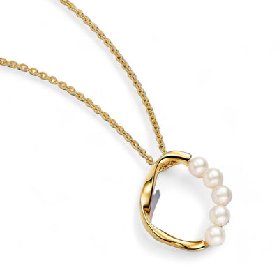 Collana Donna Pandora Cerchio Linea Sinuosa con Perle d'Acqua Dolce Coltivate - 363254C01 - Gioielleria De Patto