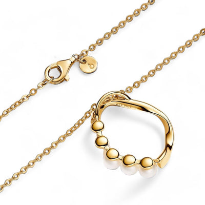 Collana Donna Pandora Cerchio Linea Sinuosa con Perle d'Acqua Dolce Coltivate - 363254C01 - Gioielleria De Patto