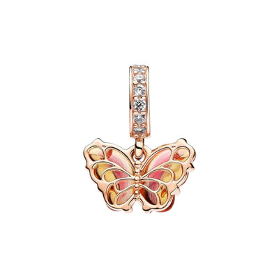 Charm Pendente Donna Pandora Farfalla Vetro di Murano Arancione e Rosa - 782698C01 - Gioielleria De Patto
