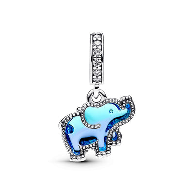 Charm Donna Pandora Pendente Elefante Vetro di Murano Blu - 793339C01 - Gioielleria De Patto