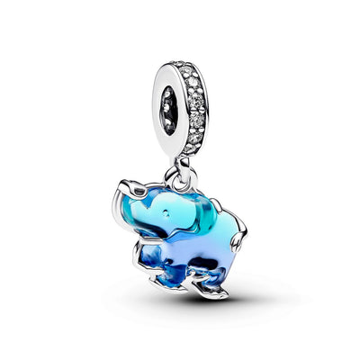 Charm Donna Pandora Pendente Elefante Vetro di Murano Blu - 793339C01 - Gioielleria De Patto