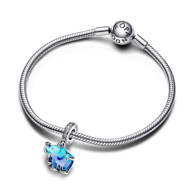 Charm Donna Pandora Pendente Elefante Vetro di Murano Blu - 793339C01 - Gioielleria De Patto