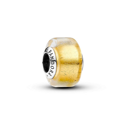 Charm Donna Pandora Mini Vetro di Murano Foglia dOro - 793353C00 - Gioielleria De Patto