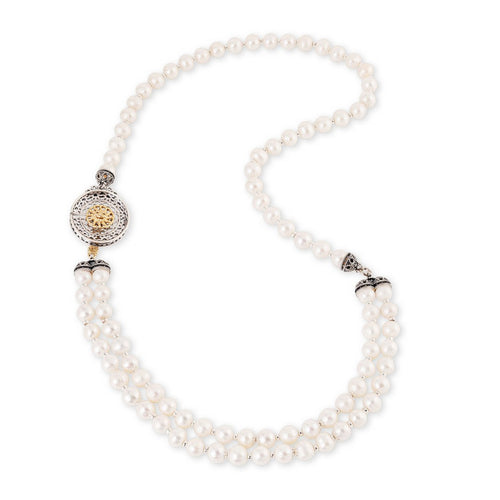 Collana Donna Gerardo Sacco di perle coltivate e argento 925 con sole in argento dorato - 27886