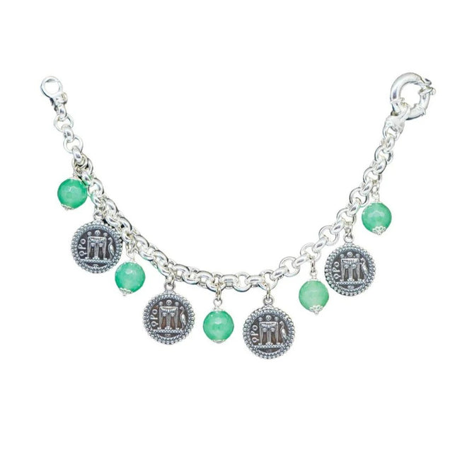 Bracciale Gerardo Sacco in Argento con Pietre Azzurre e Monete - 28055aqua