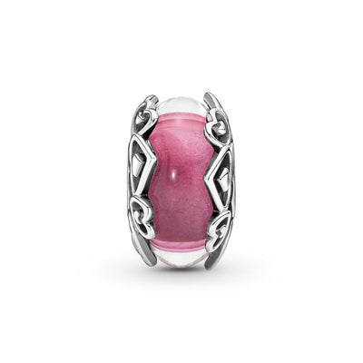 Charm Donna Pandora Vetro di Murano Rosa con Cuori - 791159C00 - Gioielleria De Patto