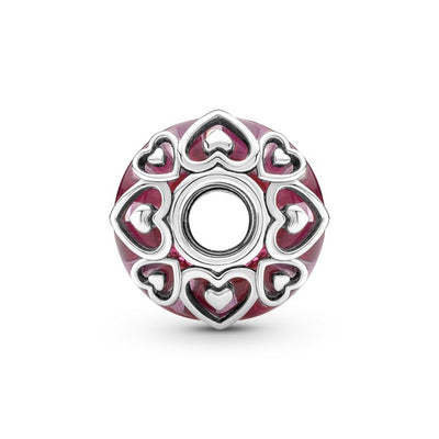 Charm Donna Pandora Vetro di Murano Rosa con Cuori - 791159C00 - Gioielleria De Patto