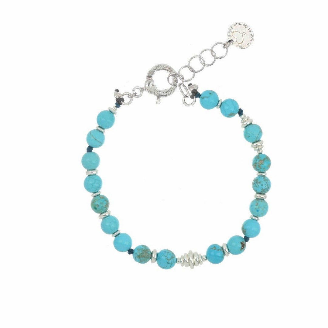 Bracciale Donna Maman et Sophie Tancredi in Argento Bianco e Aulite Turchese - brtanatag - Gioielleria De Patto