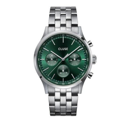 Cluse Orologio Uomo Anthéor Multifunction Watch Steel Green, Silver Colour - CW21002