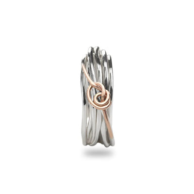 Rubinia Anello Donna Filodellavita Classic 7 fili in Argento e Nodino Filodamore in Oro Rosa 9kt - AN07AR - Gioielleria De Patto