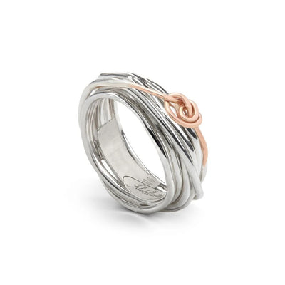 Rubinia Anello Donna Filodellavita Classic 7 fili in Argento e Nodino Filodamore in Oro Rosa 9kt - AN07AR - Gioielleria De Patto
