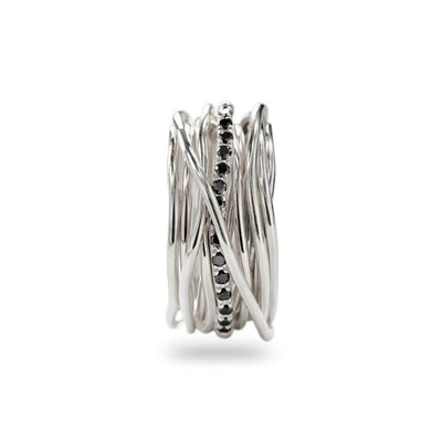 Rubinia Anello Donna Filodellavita Classic 13 fili in Argento 925 e Diamanti Black - AN13ABN - Gioielleria De Patto