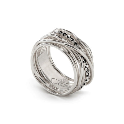 Rubinia Anello Donna Filodellavita Classic 13 fili in Argento 925 e Diamanti Black - AN13ABN - Gioielleria De Patto