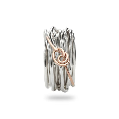 Rubinia Anello Donna Filodellavita Classic 13 fili in Argento e Nodino Filodamore in Oro Rosa 9kt - AN013AR - Gioielleria De Patto