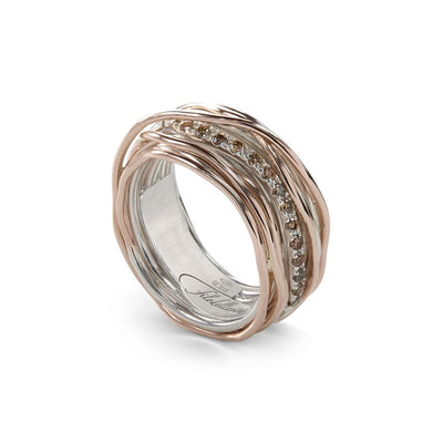 Rubinia Anello Donna Filodellavita Classic 13 fili in Oro Rosa 9kt, Argento 925 e 16 Diamanti - AN13ARBR - Gioielleria De Patto