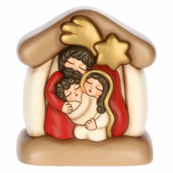 Thun Mini presepe con capanna e Sacra Famiglia in ceramica - S3394A82