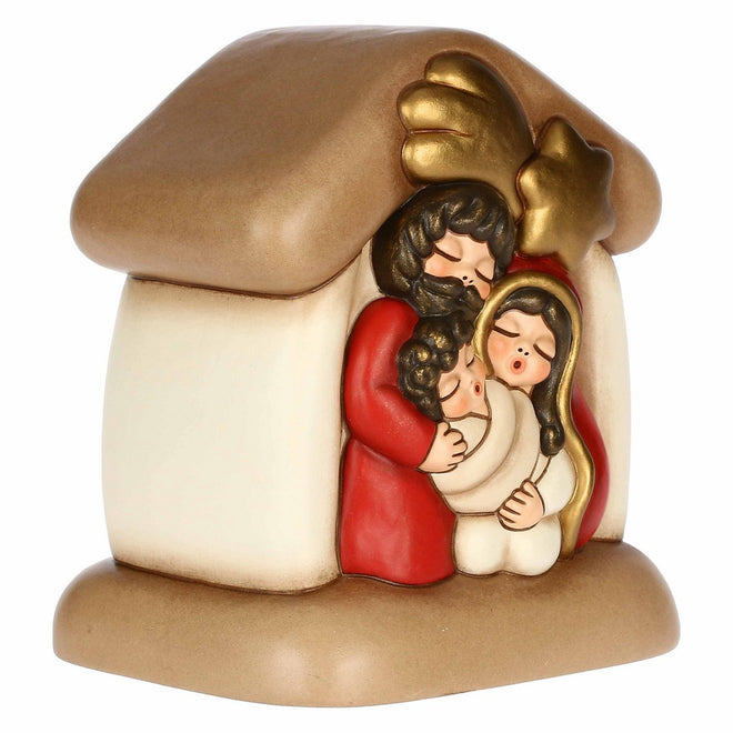 Thun Mini presepe con capanna e Sacra Famiglia in ceramica - S3394A82