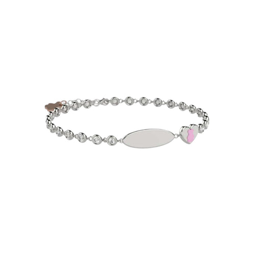 Bracciale Tennis Nanan in Argento 925 con pietre bianche e targhetta incidibile 925