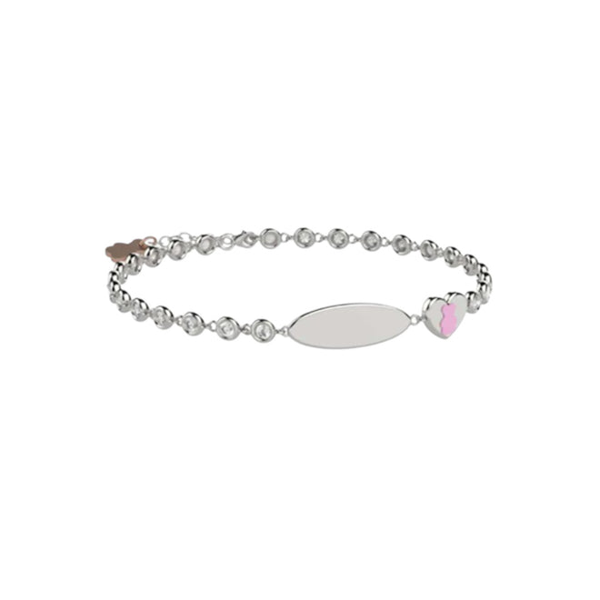 Bracciale Tennis Nanan in Argento 925 con pietre bianche e targhetta incidibile 925