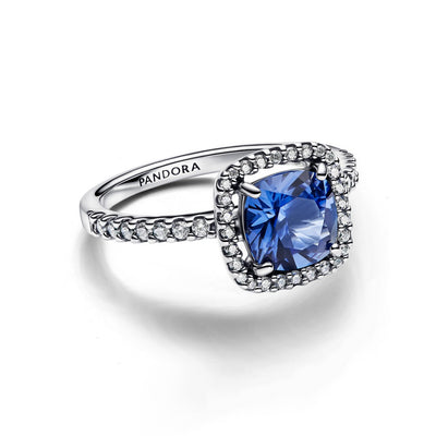 Anello Donna Pandora Punto Luce Quadrato Blu Grande - 193550C01 - Gioielleria De Patto