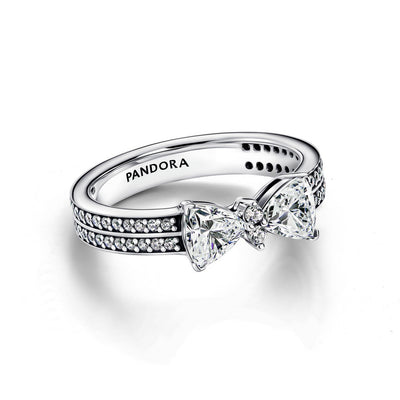 Anello Donna Pandora Doppia Fascia Pavè con Fiocco Luminoso - 193552C01 - Gioielleria De Patto