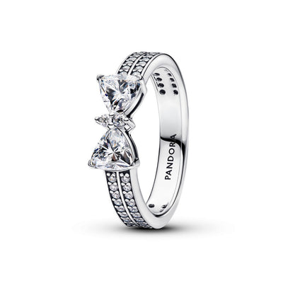Anello Donna Pandora Doppia Fascia Pavè con Fiocco Luminoso - 193552C01 - Gioielleria De Patto