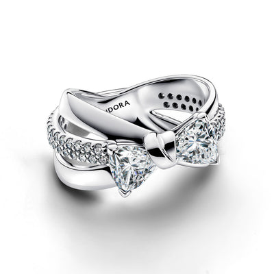 Anello Donna Pandora Fascia Intrecciata con Fiocco Luminoso - 193553C01 - Gioielleria De Patto