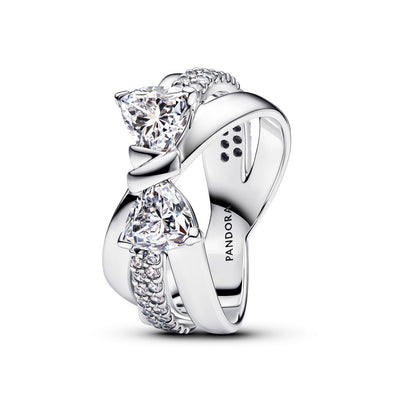 Anello Donna Pandora Fascia Intrecciata con Fiocco Luminoso - 193553C01 - Gioielleria De Patto