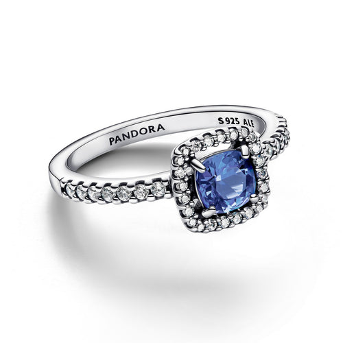 Anello Donna Pandora Punto Luce Quadrato Blu - 193555C01 - Gioielleria De Patto