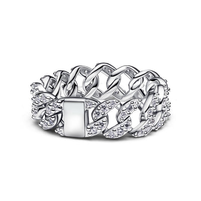 Anello Donna Pandora Catena Maglia Cubana Pavè - 193557C01 - Gioielleria De Patto