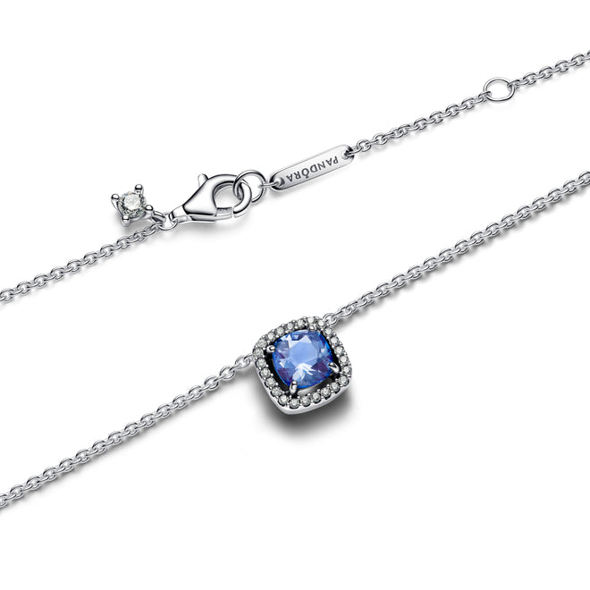 Collana Donna Pandora Collana Punto Luce Quadrato Blu - 393560C01 - Gioielleria De Patto