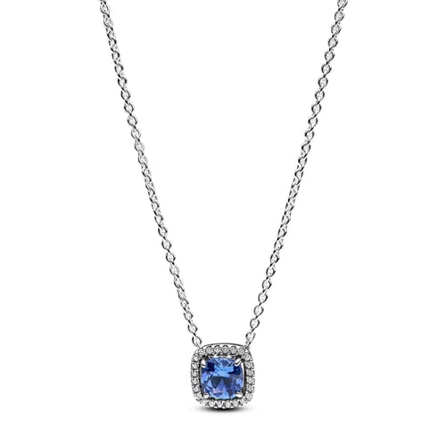 Collana Donna Pandora Collana Punto Luce Quadrato Blu - 393560C01 - Gioielleria De Patto