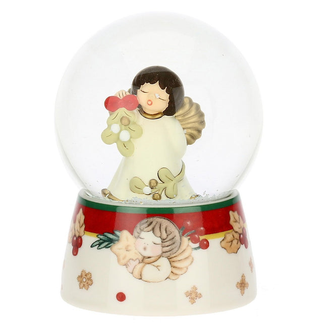 Thun Boule de neige angelo con vischio in vetro e ceramica, media - S3427P00 - Gioielleria De Patto