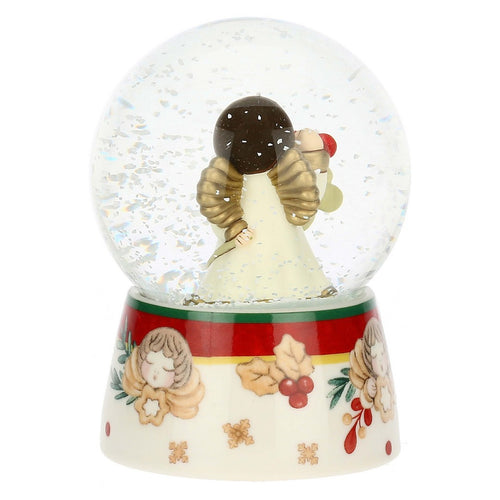 Thun Boule de neige angelo con vischio in vetro e ceramica, media - S3427P00 - Gioielleria De Patto