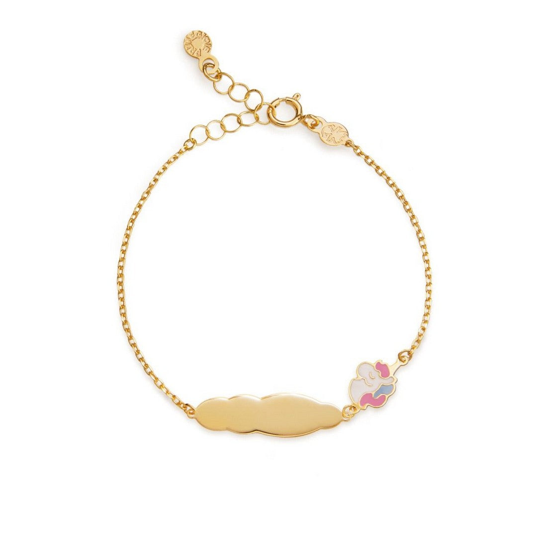 Bracciale Donna Lebebè Toys in oro giallo con unicorno e targhetta in oro giallo - PMG178