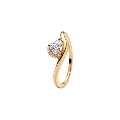 Anello Donna Pandora Onda con Cuore Luminoso - 163660C01
