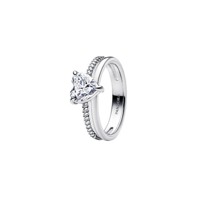 Anello Donna Pandora Doppia Fascia con Cuore - 193100C01