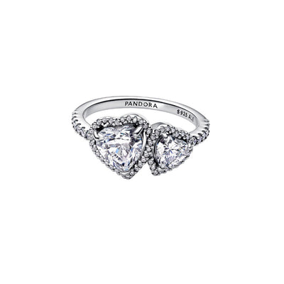 Anello Donna Pandora Doppi Cuori Luminosi - 193659C01
