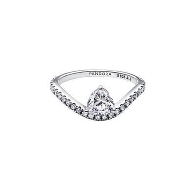 Anello Donna Pandora Onda con Cuore Luminoso e Pavè - 193661C01