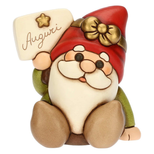 Thun Gnomo Oliver in ceramica con scritta Auguri - F3423H90