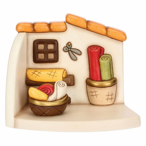 Thun Bottega della sarta con cesti di stoffe in ceramica Presepe Classico - S3403A91