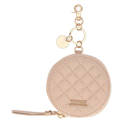 Thun Portachiavi rotondo con zip in ecopelle, rosa - T10270345P00