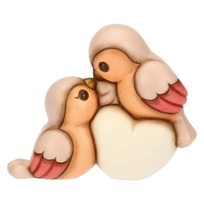 Thun Coppia ciuffolotti in ceramica con cuore, medi - T10093274H90