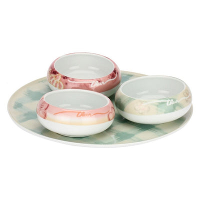 Thun Set piatto con 3 ciotoline in porcellana Bloomia - T10159570P00