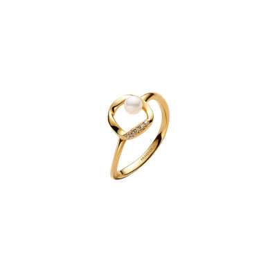 Anello Donna Pandora Cerchio Linea Sinuosa con Perla d'Acqua Dolce Coltivata e Pavè - 163831C01