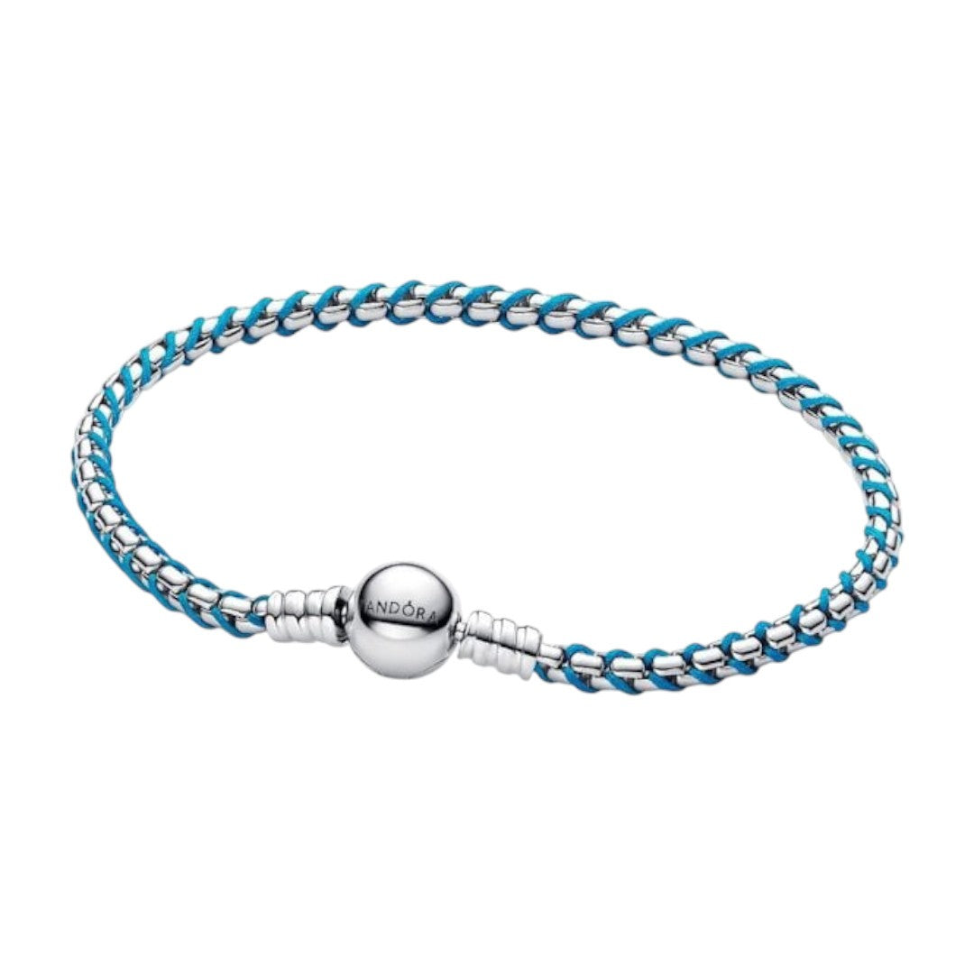 Bracciale Donna Pandora Intreccio Tessuto Turchese - 593816C01