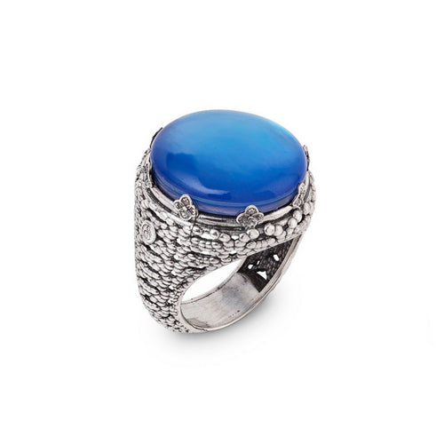 Anello Donna Gerardo Sacco ninfea chiusa  Blu
