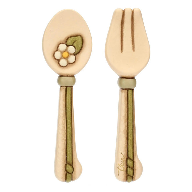 Thun Set cucchiaio e forchetta da parete in ceramica Country Bloom, piccolo - T10531250A91