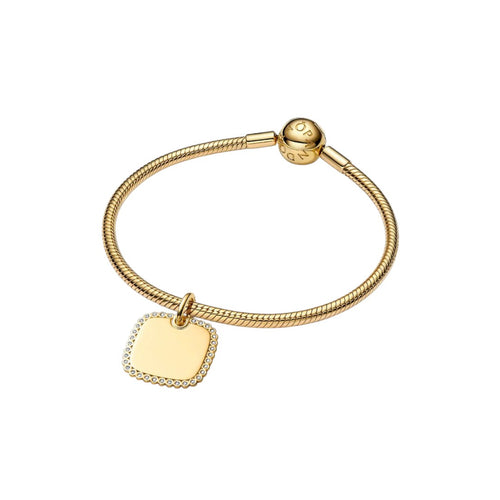 Collane Donna Pandora Pendente Medaglia Quadrata Luminosa da incidere - 364009C01